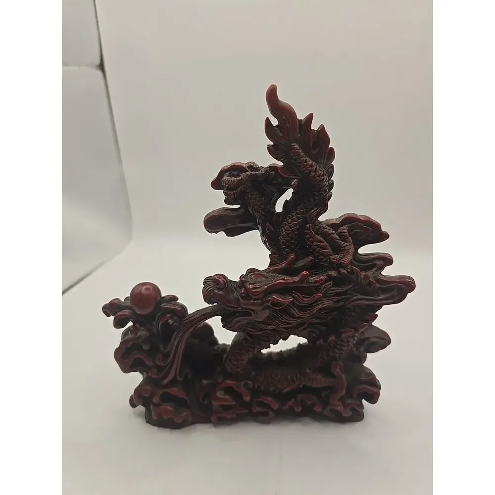 Vintage Handcrafted Resin Dragon Statue 6”long x 6.5”h